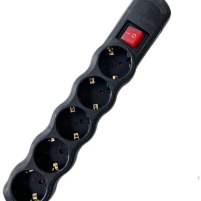 Entac Rewireable 5 Sockets with Switch Black (15.005.0438)