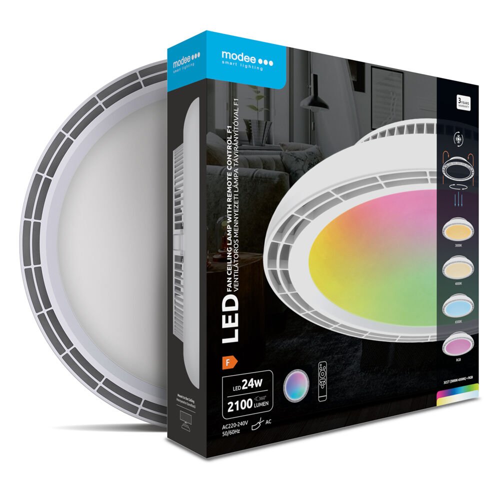 Modee Ανεμιστήρας Οροφής LED 24W RGB 3CCT με Τηλεχειριστήριο (40.001.0076)