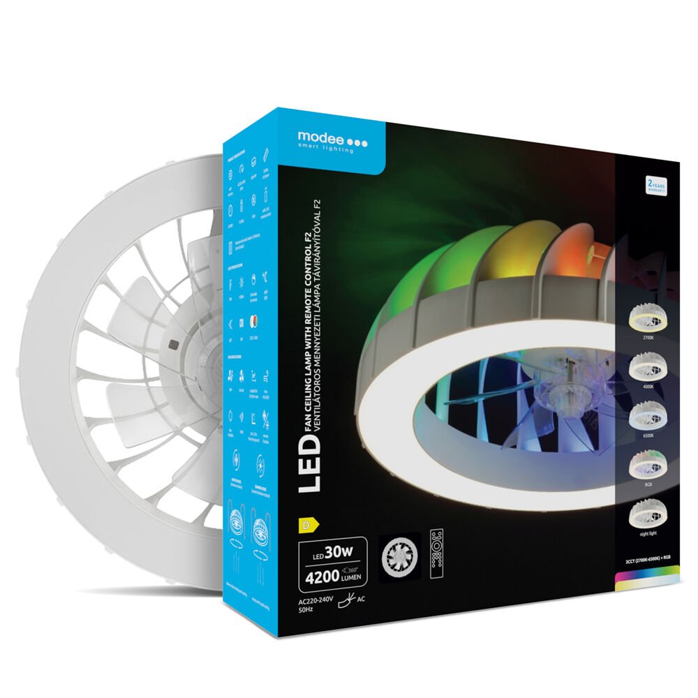 Modee Ανεμιστήρας Οροφής LED 30W RGB 3CCT με Τηλεχειριστήριο (40.001.0077)