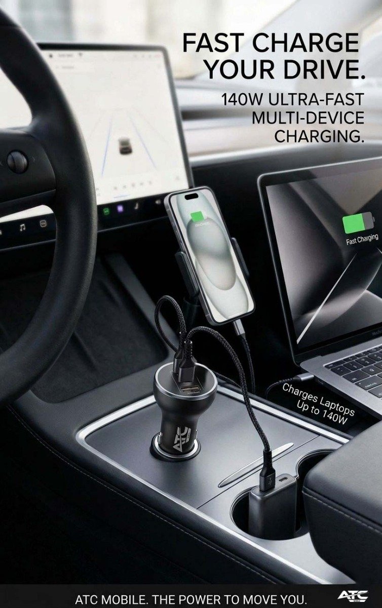 ATC-CA14 Φορτιστής Αυτοκινήτου 160W με USB-A & 2xType-C (20.008.0016) - Image 3