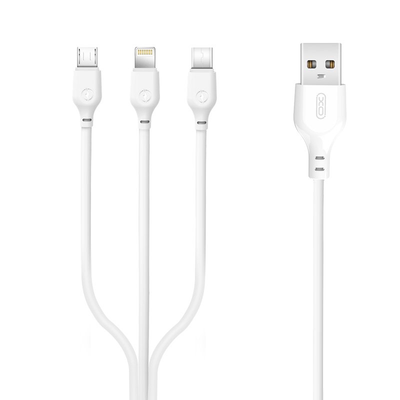 XO NB103 2.0A 3 σε 1 Καλώδιο USB Λευκό (16.005.0357)