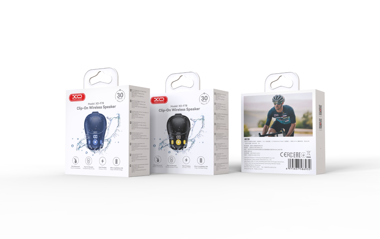 XO F78 Ασύρματο Ηχείο με Clip-On Wearable Αδιάβροχο Μαύρο (16.004.0074) - Image 6