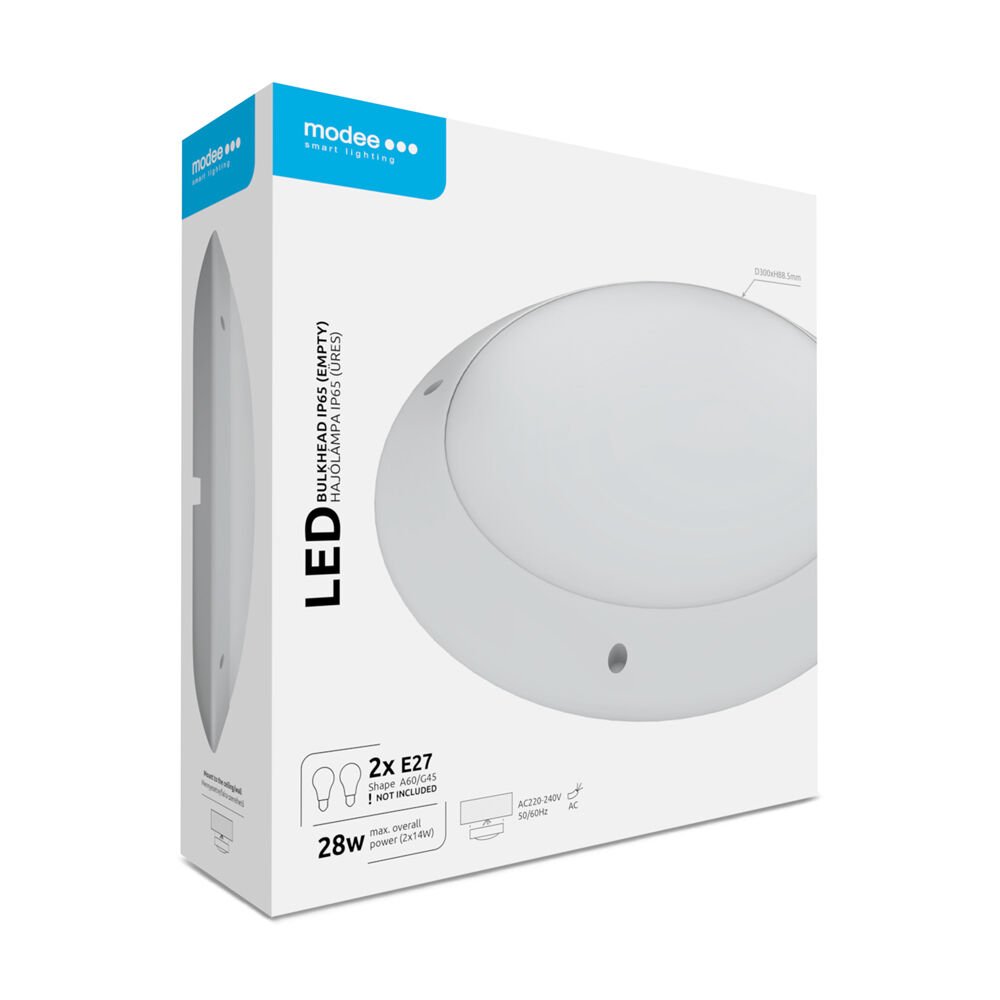 Modee LED Στρογγυλή Απλίκα 2xE27 20W IP65 Λευκό (40.001.0082) - Image 4