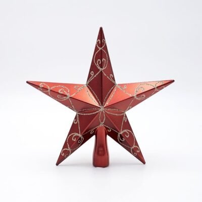 ΠΛΑΣΤΙΚΗ ΚΟΡΥΦΗ, KOKKINH, ΜΕ ΧΡΥΣΟ GLITTER, 20cm (600-47826)