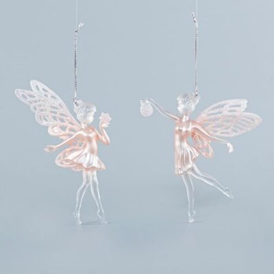 ΝΕΡΑΙΔΑ ΑΚΡΥΛΙΚΗ, 2 ΣΧΕΔΙΑ, ΜΕ ΡΟΖ GLITTER, 8,8×15,2cm (600-44622)