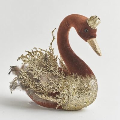 ΒΕΛΟΥΔΙΝΟΣ ΚΥΚΝΟΣ, ΚΑΦΕ, ΜΕ ΧΡΥΣΟ ΓΚΛΙΤΕΡ, 28cm (600-44450)