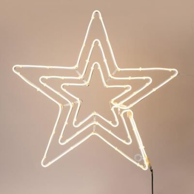 ΤΡΙΠΛΟ ΑΣΤΕΡΙ, 5m ΝΕΟΝ LED ΦΩΤΟΣΩΛΗΝΑΣ, ΜΟΝΟΚΑΝΑΛΟΣ, ΘΕΡΜΟ ΛΕΥΚO LED, 60x60cm, IP44 (600-23112)