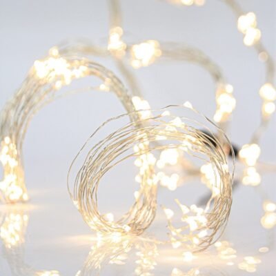 ΧΤΑΠΟΔΙ, 400 MINI LED, ΜΕΤΑΣΧΗΜΑΤΙΣΤΗ, ΑΣΗΜΙ ΧΑΛΚINO KAΛΩΔΙΟ, ΘΕΡΜΟ ΛΕΥΚΟ LED ANA 10cm (16 ΣΕΙΡΕΣ x 25 LED), ΠΡΟΕΚΤΑΣΗ ΠΑΡΟΧΗΣ 5m, ΙΡ44 (600-08431)