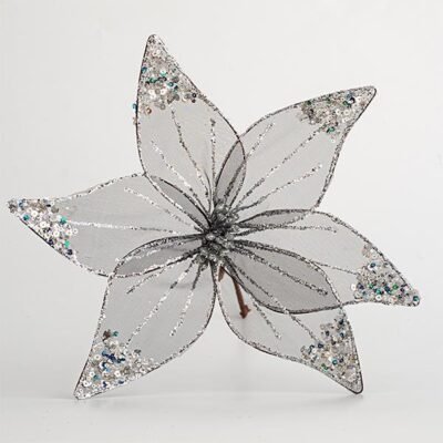 ΛΟΥΛΟΥΔΙ ΟΡΓΑΝΤΖΑ, ΔΙΑΦΑΝΟ ΓΚΡΙ ΜΕ GLITTER, 30cm (600-44770)