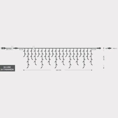 ΒΡΟΧΗ, 144 LED 3mm, 36V ΜΕΤΑΣΧΗΜΑΤΙΣΤΗ, 8 ΠΡΟΓΡΑΜΜΑΤΑ & ΜΝΗΜΗ, 4 ΕΠΕΚΤΑΣΕΙΣ ΕΩΣ 3 ΣΕΤ, ΔΙΑΦΑΝΟ PVC ΚΑΛΩΔΙΟ, ΘΕΡΜΟ ΛΕΥΚΟ LED (H60 x W300cm, 5/7/5/7), ΠΡΟΕΚΤΑΣΗ ΠΑΡΟΧΗΣ 3m, ΙΡ44 (600-06601)