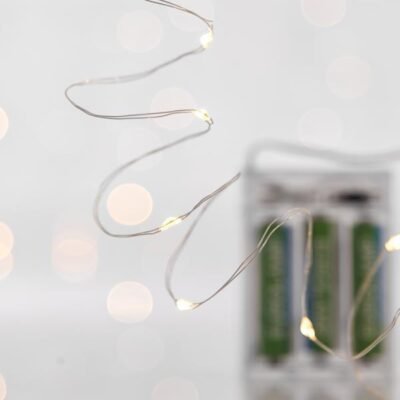 ΣΕΙΡΑ, 20 MINI LED, ΜΠΑΤΑΡΙΑΣ 3xAA, ΑΣΗΜΙ ΧΑΛΚΙΝΟ ΚΑΛΩΔΙΟ, ΘΕΡΜΟ ΛΕΥΚΟ LED ΑΝΑ 10cm, ΠΡΟΕΚΤΑΣΗ ΠΑΡΟΧΗΣ 30cm, IP20 (601-11221)
