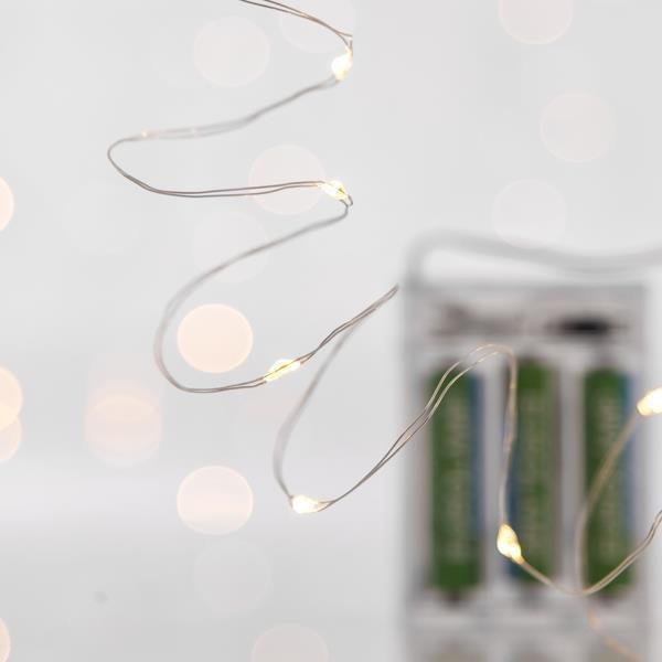 ΣΕΙΡΑ, 20 MINI LED, ΜΠΑΤΑΡΙΑΣ 3xAA, ΑΣΗΜΙ ΧΑΛΚΙΝΟ ΚΑΛΩΔΙΟ, ΘΕΡΜΟ ΛΕΥΚΟ LED ΑΝΑ 10cm, ΠΡΟΕΚΤΑΣΗ ΠΑΡΟΧΗΣ 30cm, IP20 (601-11221)