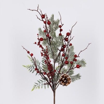 ΚΛΑΔΙ ΜΕ ΣΚΟΥΡΑ ΚΟΚΚΙΝΑ BERRIES ΚΑΙ ΚΟΥΚΟΥΝΑΡΙ, 67cm (600-46691)