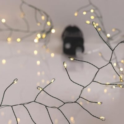 CLUSTER 12m, 960 MINI LED, ΜΕΤΑΣΧΗΜΑΤΙΣΤΗ, 8 ΠΡΟΓΡΑΜΜΑΤΑ & ΜΝΗΜΗ, ΠΡΑΣΙΝΟ ΧΑΛΚΙΝΟ ΚΑΛΩΔΙΟ, ΘΕΡΜΟ ΛΕΥΚΟ LED, ΠΡΟΕΚΤΑΣΗ ΠΑΡΟΧΗΣ 3m, IP44 (600-08341)