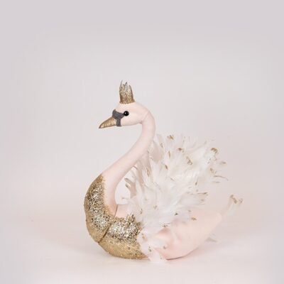 ΒΕΛΟΥΔΙΝΟΣ ΚΥΚΝΟΣ, ΡΟΖ ΜΕ ΧΡΥΣΟ GLITTER, 27x22x28cm (600-47717)