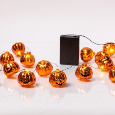 ΣΕΙΡΑ, 20 MINI LED, ΠΟΡΤΟΚΑΛΙ ΚΟΛΟΚΥΘΕΣ HALLOWEEN, ΜΠΑΤΑΡΙΑΣ 3xAA, ΧΡΟΝΟΔΙΑΚΟΠΤΗ, ΜΑΥΡΟ ΧΑΛΚΙΝΟ ΚΑΛΩΔΙΟ, ΘΕΡΜΟ ΛΕΥΚΟ LED ΑΝΑ 10cm, ΠΡΟΕΚΤΑΣΗ ΠΑΡΟΧΗΣ 30cm, IP20 (600-03364)