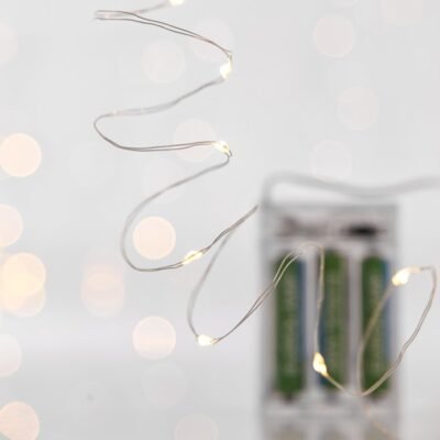 ΣΕΙΡΑ, 20 MINI LED, ΜΠΑΤΑΡΙΑΣ 3xAA, ΧΡΟΝΟΔΙΑΚΟΠΤΗ, ΑΣΗΜΙ ΧΑΛΚΙΝΟ ΚΑΛΩΔΙΟ, ΘΕΡΜΟ ΛΕΥΚΟ LED ANA 10cm, ΠΡΟΕΚΤΑΣΗ ΠΑΡΟΧΗΣ 10cm, IP20 (600-07921)