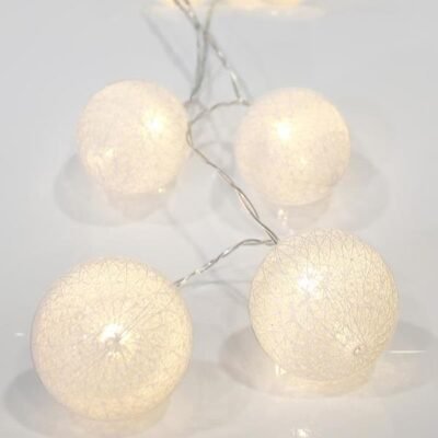 ΣΕΙΡΑ, 10 LED 5mm, ΒΑΜΒΑΚΕΡΕΣ ΔΙΑΚΟΣΜΗΤΙΚΕΣ ΜΠΑΛΕΣ 6cm, ΜΠΑΤΑΡΙΑΣ 3xAA, ΔΙΑΦΑΝΟ PVC ΚΑΛΩΔΙΟ, ΘΕΡΜO ΛΕΥΚO LED ΑΝΑ 15cm, ΠΡΟΕΚΤΑΣΗ ΠΑΡΟΧΗΣ 50cm, IP20 (600-11122)