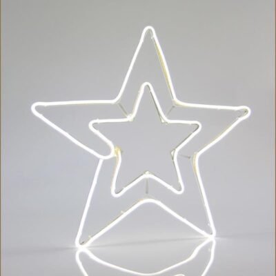 ΑΣΤΕΡΙ ΔΙΠΛΟ, 3m ΝΕΟΝ LED ΦΩΤΟΣΩΛΗΝΑΣ, ΜΟΝΟΚΑΝΑΛΟΣ, ΛΕΥΚΟ, 56x58cm, IP44 (600-23002)