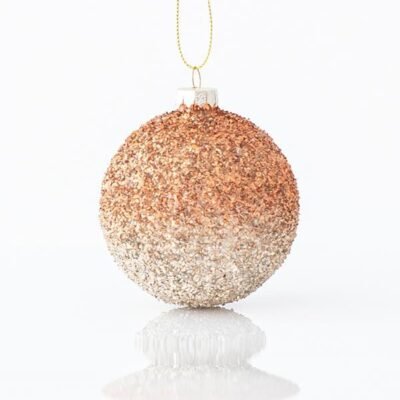 ΓΥΑΛΙΝΗ ΜΠΑΛΑ, ΔΙΧΡΩΜΗ ΚΑΦΕ, ΜΕ GLITTER, ΣΕΤ 4ΤΜΧ, 8cm (600-45056)