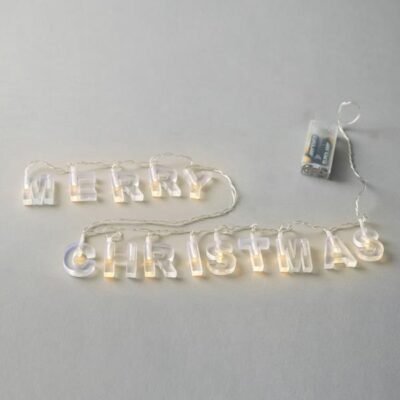 ΣΕΙΡΑ, 14 LED 5mm, ‘MERRY CHRISTMAS’ ΜΕ ΔΙΑΦΑΝΑ ΓΡΑΜΜΑΤΑ, ΜΠΑΤΑΡΙΑΣ 2xAA, TIMER, ΔΙΑΦΑΝΟ PVC ΚΑΛΩΔΙΟ, ΘΕΡΜΟ ΛΕΥΚΟ LED ΑΝΑ 8cm, ΠΡΟΕΚΤΑΣΗ ΠΑΡΟΧΗΣ 30cm, IP20 (600-03240)