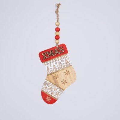 ΞΥΛΙΝΟ ΣΤΟΛΙΔΙ ΜΠΟΤΟΥΛΑ, ΚΟΚΚΙΝΗ ΜΕ ΧΡΥΣΟ XMAS, 0.8x8x24cm (600-46106)