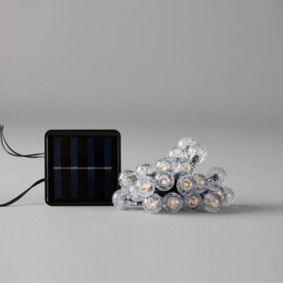 ΣΕΙΡΑ, 80 LED 5mm, ΑΚΡΥΛΙΚΕΣ ΜΠΑΛΕΣ 1.8cm, ΗΛΙΑΚΟ ΣΥΛΛΕΚΤΗ ΜΕ ΑΙΣΘΗΤΗΡΑ ΦΩΤΟΣ, 8 ΠΡΟΓΡΑΜΜΑTA, ΠΡΑΣΙΝΟ PVC ΚΑΛΩΔΙΟ, ΘΕΡΜΟ ΛΕΥΚΟ LED ΑΝΑ 10cm, ΠΡΟΕΚΤΑΣΗ ΠΑΡΟΧΗΣ 1m, ΙΡ44 (600-04850)