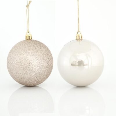 ΜΠΑΛΑ ΠΛΑΣΤΙΚΗ, ΕΚΡΟΥ, ΣΕΤ 6ΤΜΧ, (2 ΠΕΡΛΕ, 4 GLITTER), 8cm (600-42646)