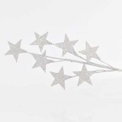 ΚΛΑΔΙ ΜΕ ΑΣΗΜΙ GLITTER ΑΣΤΕΡΙΑ, 46cm (600-44242)