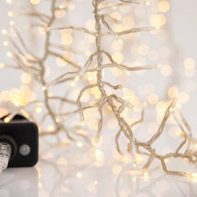CLUSTER 5,5m, 588 LED 3mm, 31V ΜΕΤΑΣΧΗΜΑΤΙΣΤΗ, 8 ΠΡΟΓΡΑΜΜΑΤΑ & ΜΝΗΜΗ, ΔΙΑΦΑΝΟ PVC ΚΑΛΩΔΙΟ, ΘΕΡΜΟ ΛΕΥΚΟ LED, ΠΡΟΕΚΤΑΣΗ ΠΑΡΟΧΗΣ 3m, IP44 (600-18361)