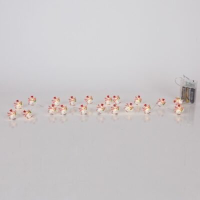 ΣΕΙΡΑ, 20 MINI LED, ΧΙΟΝΑΝΘΡΩΠΟΣ, ΜΠΑΤΑΡΙΑΣ 3xAA, ΧΡΟΝΟΔΙΑΚΟΠΤΗ, ΑΣΗΜΙ ΧΑΛΚΙΝΟ ΚΑΛΩΔΙΟ, ΘΕΡΜΟ ΛΕΥΚΟ LED ΑΝΑ 10cm, ΠΡΟΕΚΤΑΣΗ ΠΑΡΟΧΗΣ 30cm, IP20 (600-03361)