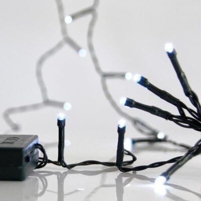 ΣΕΙΡΑ, 50 LED 5mm, ΜΠΑΤΑΡΙΑΣ 3xAA, ΧΡΟΝΟΔΙΑΚΟΠΤΗΣ, ΠΡΑΣΙΝΟ PVC ΚΑΛΩΔΙΟ, ΛΕΥΚΟ LED ΑΝΑ 10cm, ΠΡΟΕΚΤΑΣΗ ΠΑΡΟΧΗΣ 50cm, IP20 (600-11682)
