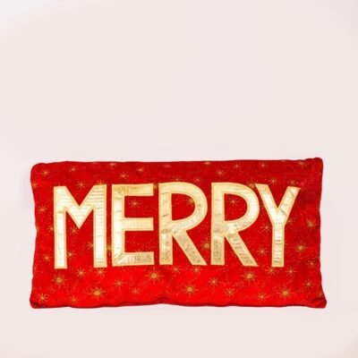 ΜΑΞΙΛΑΡΙ ΚΟΚΚΙΝΟ ΜΕ ΧΡΥΣΗ ΕΠΙΓΡΑΦΗ ”MERRY”, 35x64cm (600-46652)
