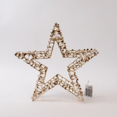 ΦΩΤΙΖΟΜΕΝΟ ΑΣΤΕΡΙ ΧΡΥΣΟ 38cm, 40 LED, ΜΠΑΤΑΡΙΑΣ 3XAA, TIMER, ΑΣΗΜΙ ΧΑΛΚΙΝΟ ΚΑΛΩΔΙΟ, ΘΕΡΜΟ ΛΕΥΚΟ LED, ΠΡΟΕΚΤΑΣΗ ΠΑΡΟΧΗΣ 30cm, IP20 (600-22579)