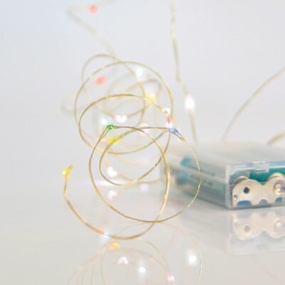 ΣΕΙΡΑ, 50 MINI LED, ΜΠΑΤΑΡΙΑΣ 3xAA, ΑΣΗΜΙ ΧΑΛΚΙΝΟ ΚΑΛΩΔΙΟ, ΧΡΩΜΑΤΙΣΤΟ LED ΑΝΑ 10cm, ΠΡΟΕΚΤΑΣΗ ΠΑΡΟΧΗΣ 10cm, IP20 (601-11724)