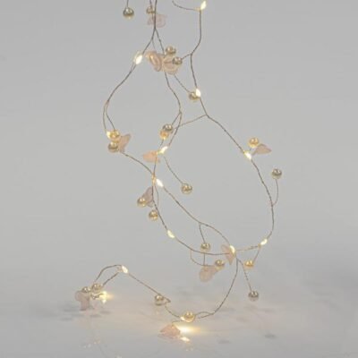 ΣΕΙΡΑ, 20 MINI LED, ΑΚΡΥΛΙΚΑ ΛΟΥΛΟΥΔΙΑ & ΠΕΡΛΕΣ, ΜΠΑΤΑΡΙΑΣ 2xAA, ΧΡΟΝΟΔΙΑΚΟΠΤΗ, ΑΣΗΜΙ ΧΑΛΚΙΝΟ ΚΑΛΩΔΙΟ, ΘΕΡΜΟ ΛΕΥΚΟ LED ΑΝΑ 7.5cm, ΠΡΟΕΚΤΑΣΗ ΠΑΡΟΧΗΣ 50cm, IP20 (600-11479)