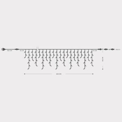 ΒΡΟΧΗ, 144 LED 5mm ΜΕ ΚΑΛΥΜΜΑ, 230V, 3 ΕΠΕΚΤΑΣΕΙΣ ΕΩΣ 8 ΣΕΤ, ΠΡΑΣΙΝΟ ΚΑΟΥΤΣΟΥΚ ΚΑΛΩΔΙΟ, ΘΕΡΜΟ ΛΕΥΚΟ LED (H60 x W300cm, 5/7/5/7), ΠΡΟΕΚΤΑΣΗ ΠΑΡΟΧΗΣ 1.5m, ΙΡ65 (600-09581)