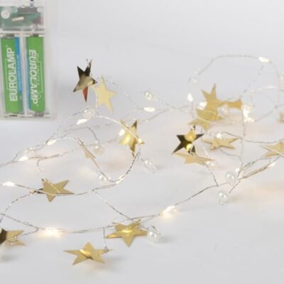 ΣΕΙΡΑ, 20 MINI LED, ΔΙΑΚΟΣΜΗΤΙΚΑ ΑΣΤΕΡΙΑ & ΠΕΡΛΕΣ, ΜΠΑΤΑΡΙΑΣ 3xΑΑ, ΧΡΟΝΟΔΙΑΚΟΠΤΗ, ΑΣΗΜΙ ΧΑΛΚΙΝΟ ΚΑΛΩΔΙΟ, ΘΕΡΜΟ ΛΕΥΚΟ LED ΑΝΑ 7.5cm, ΠΡΟΕΚΤΑΣΗ ΠΑΡΟΧΗΣ 30cm, IP20 (600-03341)