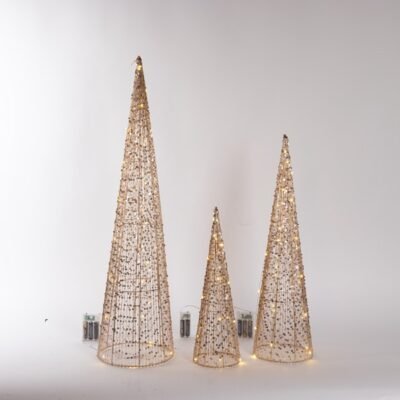 ΦΩΤΙΖΟΜΕΝΟΙ ΚΩΝΟΙ 40/60/80cm , 3 ΣΧΕΔΙΑ, 20/30/40 MINI LED, ΜΠΑΤΑΡΙΑΣ 2xAA/3xAA, ΧΡΟΝΟΔΙΑΚΟΠΤΗ, ΑΣΗΜΙ ΧΑΛΚΙΝΟ ΚΑΛΩΔΙΟ, ΧΡΥΣΟΣ ΜΕΤΑΛΛΙΚΟΣ ΣΚΕΛΕΤΟΣ, ΘΕΡΜΟ ΛΕΥΚΟ LED, ΠΡΟΕΚΤΑΣΗ ΠΑΡΟΧΗΣ 30cm, IP44 (600-22575)