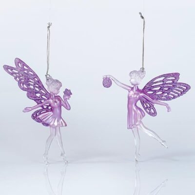 ΝΕΡΑΙΔΑ ΑΚΡΥΛΙΚΗ, 2 ΣΧΕΔΙΑ, ΜΕ ΜΩΒ GLITTER, 8,8×15,2cm (600-44624)