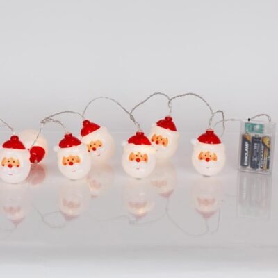 ΣΕΙΡΑ, 10 LED 5mm, ΠΡΟΣΩΠΟ ΑΓΙΟΥ ΒΑΣΙΛΗ, ΜΠΑΤΑΡΙΑΣ 3xAA, ΧΡΟΝΟΔΙΑΚΟΠΤΗ, ΔΙΑΦΑΝΟ PVC ΚΑΛΩΔΙΟ, ΘΕΡΜΟ ΛΕΥΚΟ LED ΑΝΑ 15cm, ΠΡΟΕΚΤΑΣΗ ΠΑΡΟΧΗΣ 30cm, IP20 (600-03071)