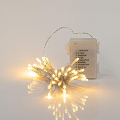 ΣΕΙΡΑ, 24 LED 3mm, ΜΠΑΤΑΡΙΑΣ 3xAA, 8 ΠΡΟΓΡΑΜΜΑΤΑ & ΜΝΗΜΗ, TIMER, ΔΙΑΦΑΝΟ PVC ΚΑΛΩΔΙΟ, ΘΕΡΜΟ ΛΕΥΚΟ LED ANA 10cm, ΠΡΟΕΚΤΑΣΗ ΠΑΡΟΧΗΣ 30cm, IP44 (DISPLAY BOX 24τμχ) (600-05441)