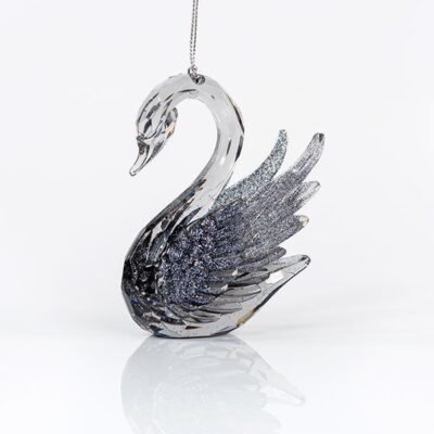 ΚΥΚΝΟΣ ΑΚΡΥΛΙΚΟΣ, ΜΕ ΑΝΘΡΑΚΙ GLITTER, 7×10,2cm (600-44645)