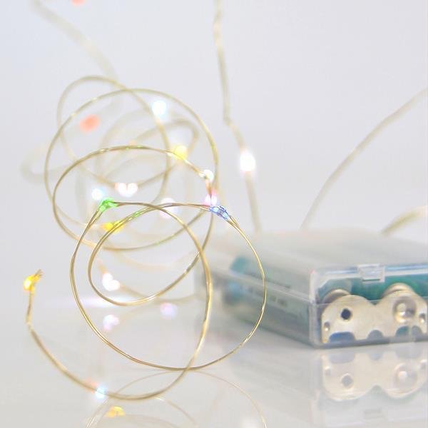 ΣΕΙΡΑ, 20 MINI LED, ΜΠΑΤΑΡΙΑΣ 3xAA, ΑΣΗΜΙ ΧΑΛΚΙΝΟ ΚΑΛΩΔΙΟ, ΧΡΩΜΑΤΙΣΤΟ LED ΑΝΑ 10cm, ΠΡΟΕΚΤΑΣΗ ΠΑΡΟΧΗΣ 10cm, IP20 (601-11714)