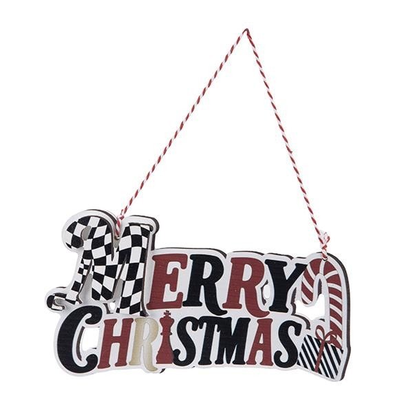 ΣΤΟΛΙΔΙ ΚΡΕΜΑΣΤΟ ΞΥΛΙΝΟ, MERRY CHRISTMAS, ΛΕΥΚΟ ΚΟΚΚΙΝΟ ΜΑΥΡΟ, 12x15x23cm (600-49140)