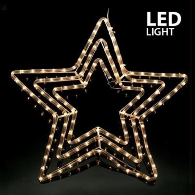 ΑΣΤΕΡΙ ΤΡΙΠΛΟ, 4.70m LED ΦΩΤΟΣΩΛΗΝΑΣ, ΜΟΝΟΚΑΝΑΛΟΣ, ΜΕ ΠΡΟΓΡΑΜΜΑ, ΘΕΡΜΟ ΛΕΥΚO, 60x60cm, IP44 (600-20006)