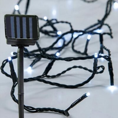 ΣΕΙΡΑ, 96 LED 5mm, HΛΙΑΚΟ ΣΥΛΛΕΚΤΗ ΜΕ ΑΙΣΘΗΤΗΡΑ ΦΩΤΟΣ, ΣΤΑΘΕΡΟ/FLASH ΠΡΟΓΡΑΜΜΑ, ΠΡΑΣΙΝΟ PVC ΚΑΛΩΔΙΟ, ΛΕΥΚΟ LED ΑΝΑ 10cm, ΠΡΟΕΚΤΑΣΗ ΠΑΡΟΧΗΣ 1m, IP44 (600-04160)