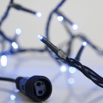 ΣΕΙΡΑ, 100 LED 3mm, 31V ΜΕΤΑΣΧΗΜΑΤΙΣΤΗ, 4 ΕΠΕΚΤΑΣΕΙΣ ΕΩΣ 3 ΣΕΤ, ΠΡΑΣΙΝΟ PVC ΚΑΛΩΔΙΟ, ΜΠΛΕ LED ΑΝΑ 5cm, ΙΡ44 (620-22335)