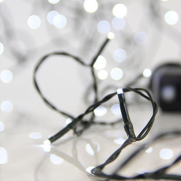 ΣΕΙΡΑ, 1000 LED 3mm, 31V ΜΕΤΑΣΧΗΜΑΤΙΣΤΗ, 8 ΠΡΟΓΡΑΜΜΑΤΑ, ΠΡΑΣΙΝΟ PVC ΚΑΛΩΔΙΟ, ΛΕΥΚΟ LED ΑΝΑ 5cm, ΠΡΟΕΚΤΑΣΗ ΠΑΡΟΧΗΣ 3m, ΙΡ44 (601-11610)