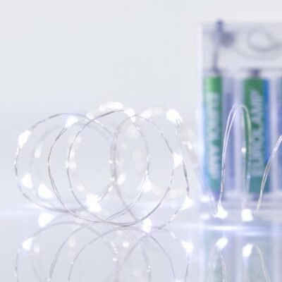 ΣΕΙΡΑ, 20 MINI LED, ΜΠΑΤΑΡΙΑΣ 3xAA, ΑΣΗΜΙ ΧΑΛΚΙΝΟ ΚΑΛΩΔΙΟ, ΛΕΥΚΟ LED ΑΝΑ 10cm, ΠΡΟΕΚΤΑΣΗ ΠΑΡΟΧΗΣ 30cm, IP20 (601-11220)